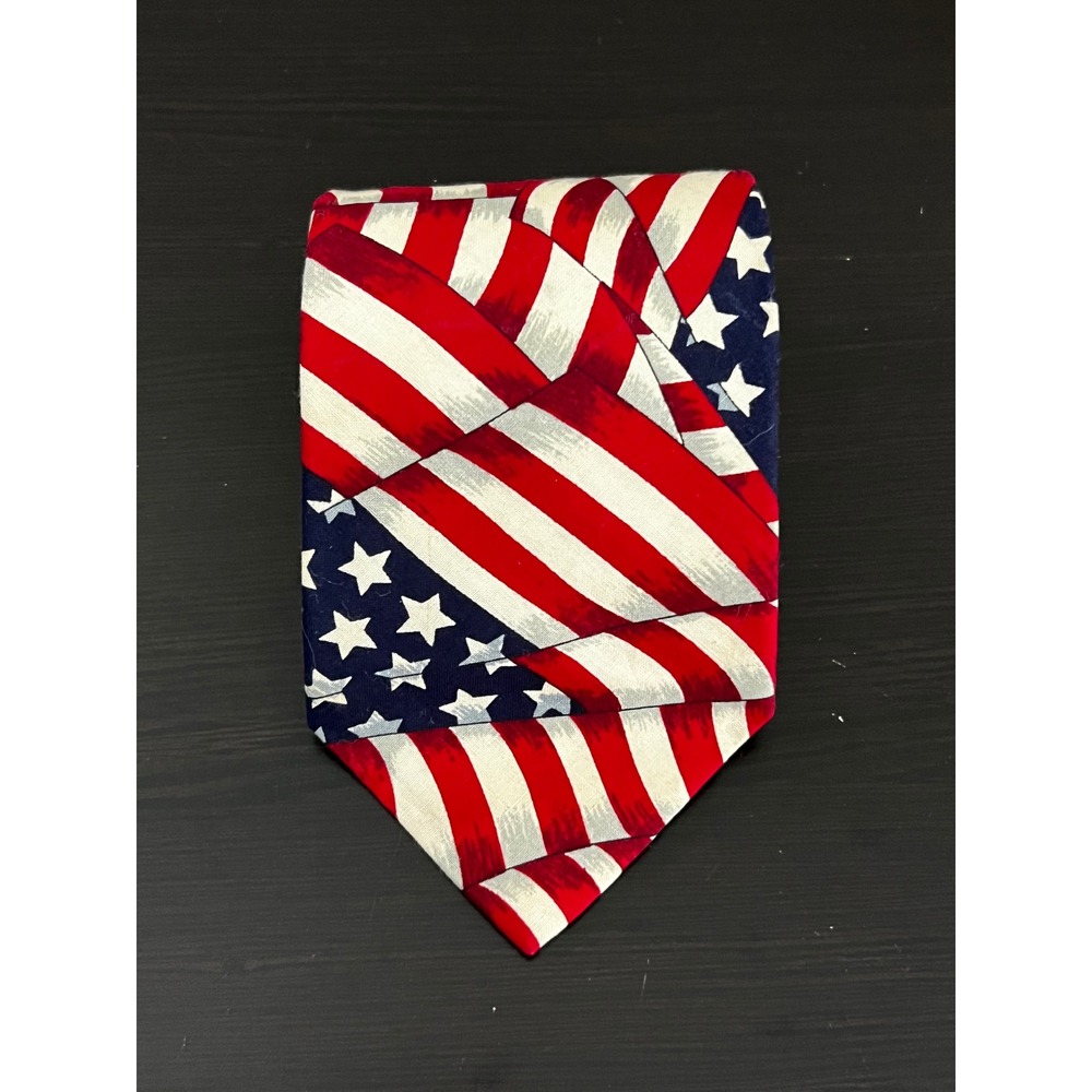 Boston Harbor Mens American Flag Patriotic Stars Stripes Red White‎ Blue Necktie